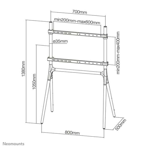 Neomounts NM-M1000BLACK fäste för skyltningsskärm 177,8 cm (70") Svart