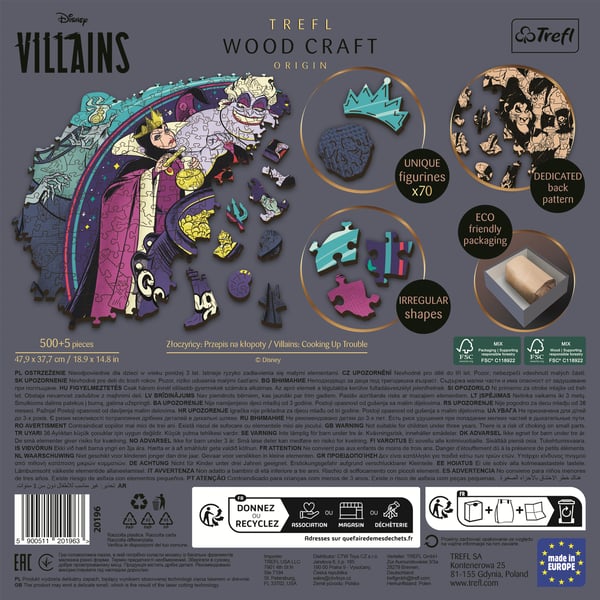 Trefl Disney: Villains Wooden Shaped Puzzle 500+5 Pussel 505 styck Tecknade serier