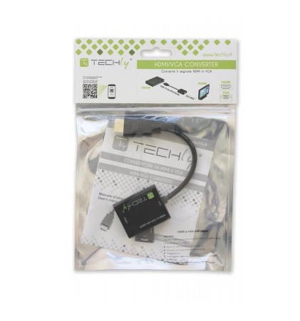 Techly IDATA-HDMI-VGA2 videokabel adapter VGA (D-Sub) Sort