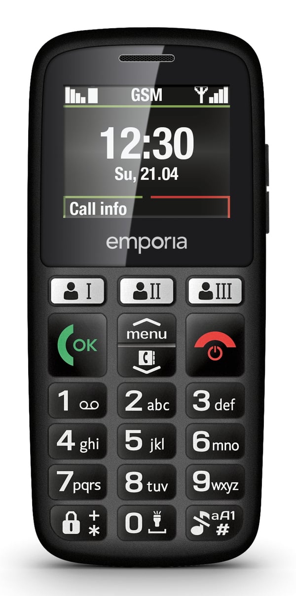 Emporia emporiaHAPPY 4,6 cm (1.81") 70 g Svart Första mobiltelefon