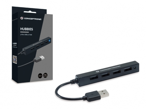Conceptronic HUBBIES05B gränssnittshubbar USB 2.0 480 Mbit/s Svart