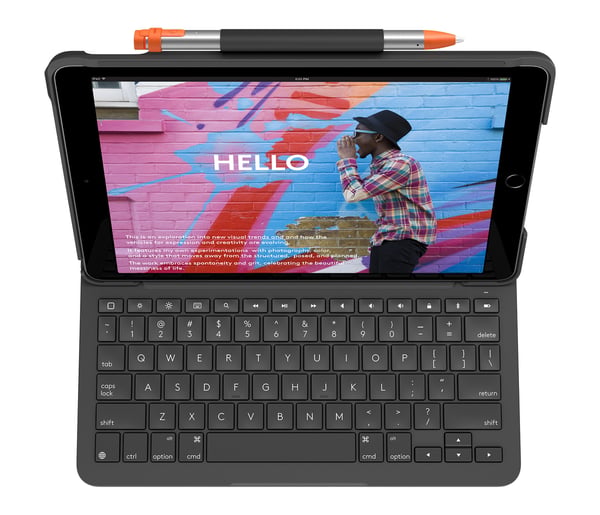 Logitech Slim Folio - Tastatur og folio-cover - trådløs - Bluetooth - QWERTZ - Schweizisk - Grafit -