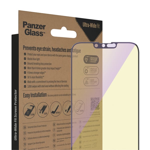 PanzerGlass ® Anti-blue light Skærmbeskyttelse iPhone 14 Plus | 13 Pro Max | Ultra-Wide Fit m. EasyAligner