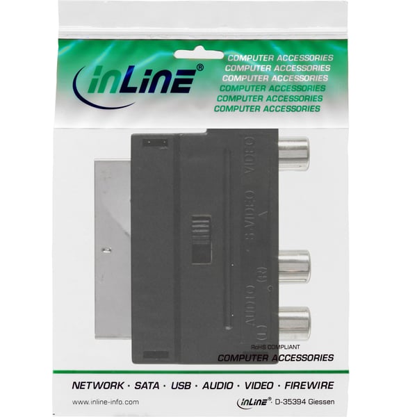 InLine 89953 videokabel adapter SCART (21-pin) 3 x RCA + S-Video Sort
