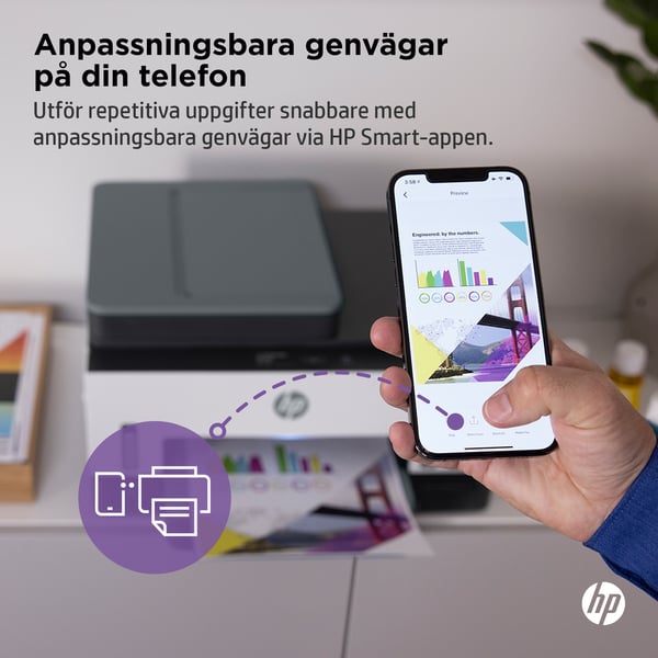 HP Smart Tank 7605 Trådlöst All-in-One Färg Skrivare, Dubbelsidig utskrift; Kopiator, skanner