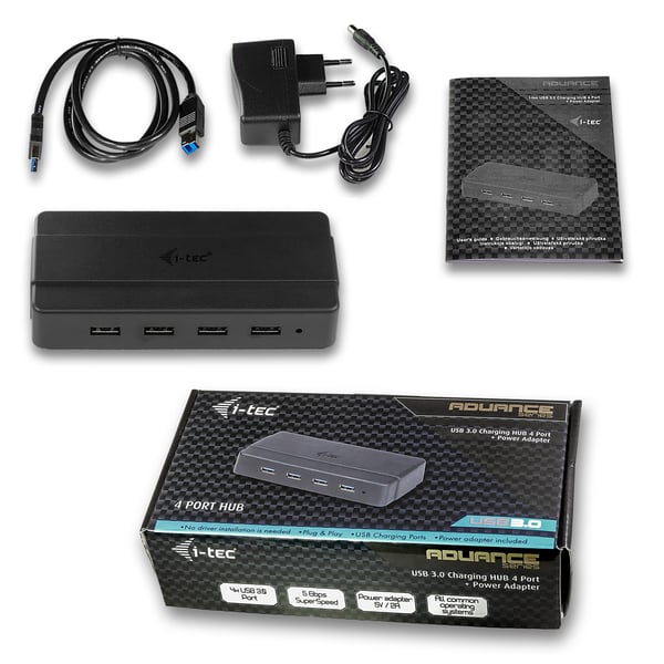 i-tec U3HUB445 gränssnittshubbar USB 3.2 Gen 1 (3.1 Gen 1) Type-B 5000 Mbit/s Svart