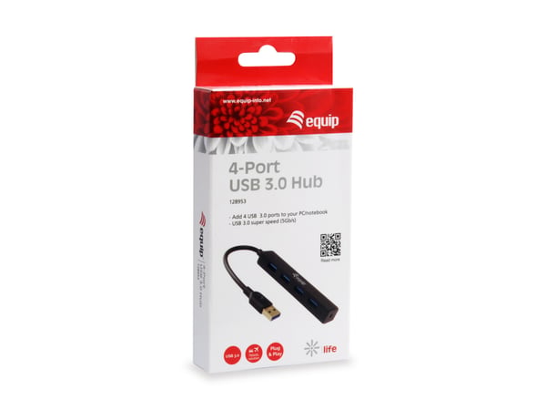 Equip 128953 gränssnittshubbar USB 3.2 Gen 1 (3.1 Gen 1) Type-A 5000 Mbit/s Svart