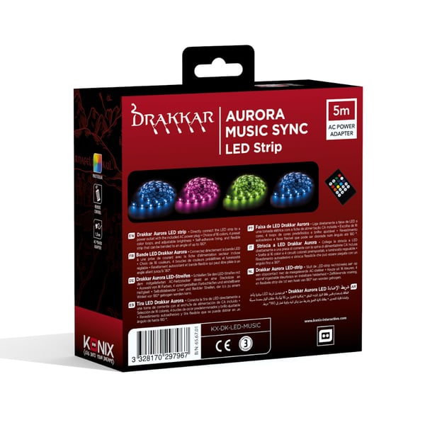 Konix Drakkar KX DK AURORA MUSIC LED STRIP 5M Universell belysningslist 12 W 5000 mm