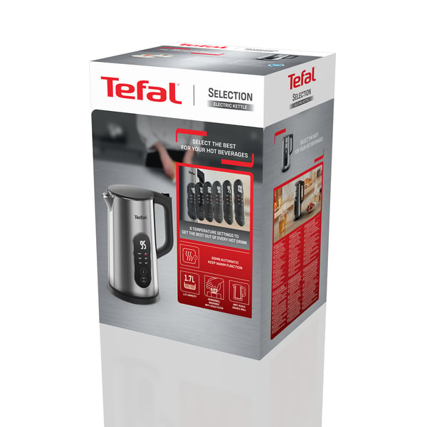 Tefal Selection KI871DE0 vedenkeitin 1,7 L 1500 W Musta, Ruostumaton teräs