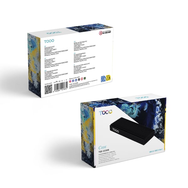 TooQ TQE-2230B Hölje för lagringsenheter SSD-inkapsling Svart M.2