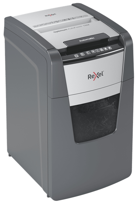 Rexel Optimum AutoFeed+ 130X paperisilppuri Ristiinleikkaava 55 dB 22 cm Musta, Hopea