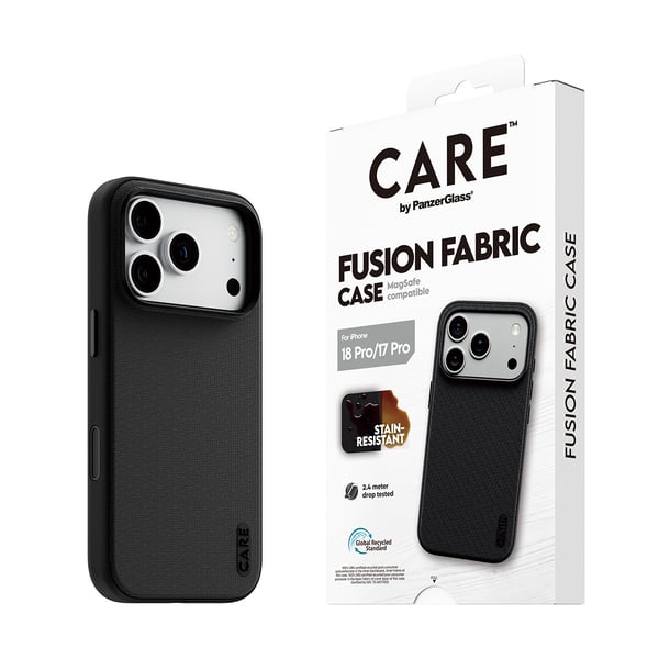PanzerGlass CARE™ by ® Fusion Fabric Case Black w. MagSafe iPhone 18 Pro | 17 Pro mobiltelefonfodral 16 cm (6.3") Mobilskal Svart