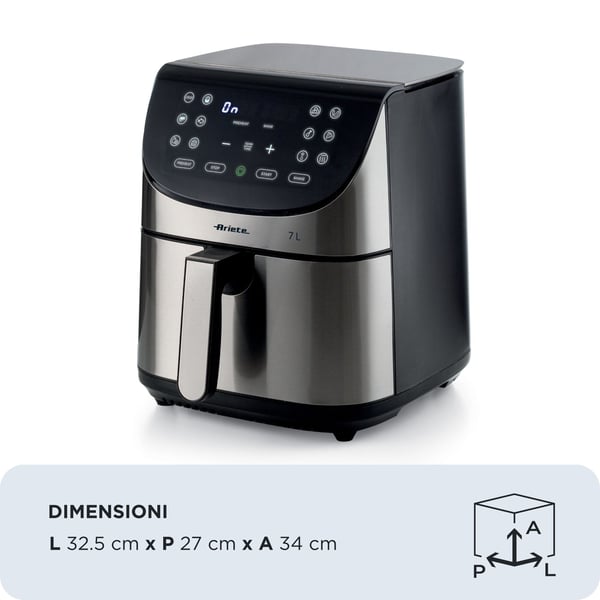 Ariete 4628/00 Yksi 7 L Erillinen 1800 W Kuumakiertoilmakypsennin Musta