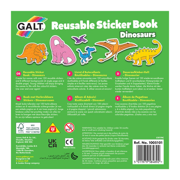 Galt Toys Reusable sticker book - Dinosaurs