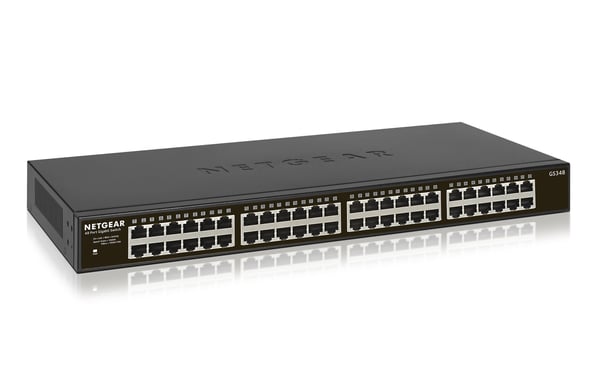 NETGEAR GS348 Hallitsematon Gigabit Ethernet (10/100/1000) 1U Musta