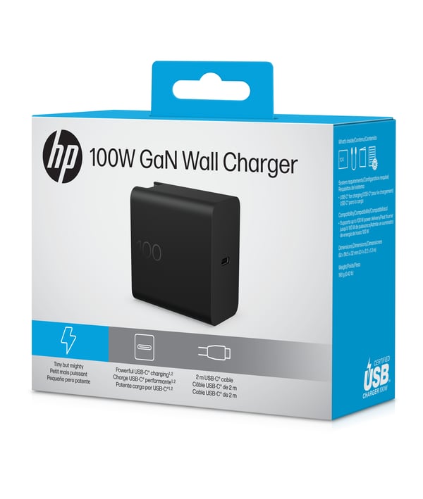 HP 100 W GaN väggladdare