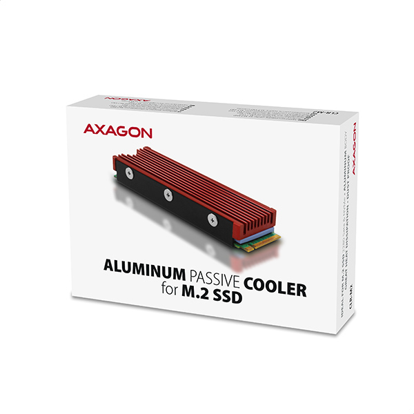 Axagon CLR-M2 kylsystem för dator M.2 NVMe SSD, Halvledardrivenhet VGA-kylare Svart, Röd 1 styck