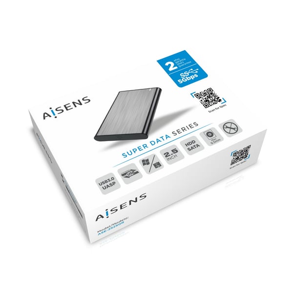 AISENS ASE-2525GR Hölje för lagringsenheter HDD- / SSD kabinett Grå 2.5"