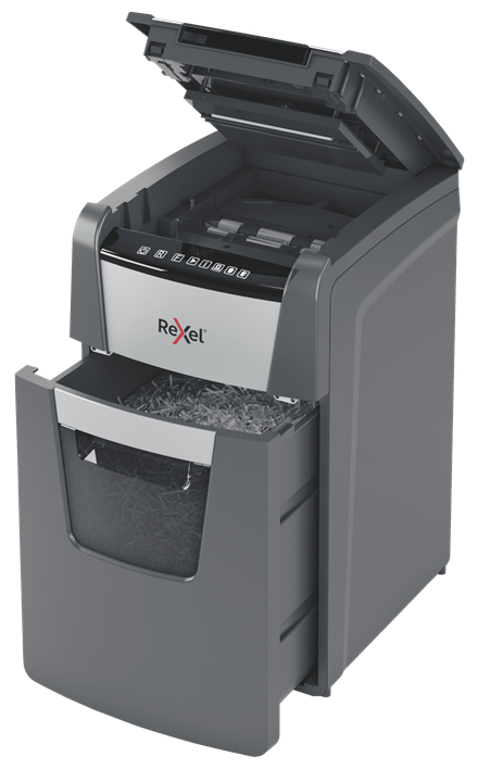 Rexel Optimum AutoFeed+ 130X paperisilppuri Ristiinleikkaava 55 dB 22 cm Musta, Hopea