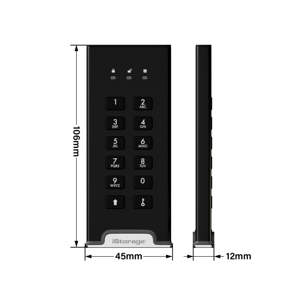 iStorage diskAshur M2 PIN 1 TB USB Type-A / USB Type-C 3.2 Gen 1 (3.1 Gen 1) Musta