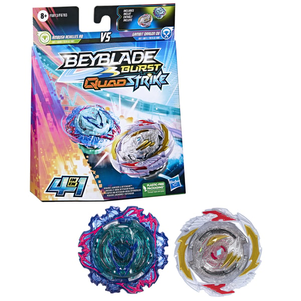 Beyblade Burst QuadDrive Ambush Achilles A8 VS Gambit Dragon D8 Battle-snurrleksak Beyblade Burst QuadDrive Ambush Achilles A8 VS Gambit Dragon D8 Battle-snurrleksak
