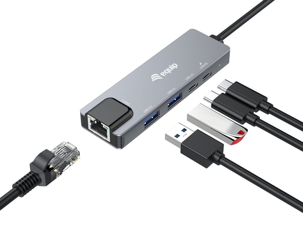 Equip 133496 kannettavien tietokoneiden telakka ja porttitoistin Langallinen USB 3.2 Gen 1 (3.1 Gen 1) Type-C Harmaa