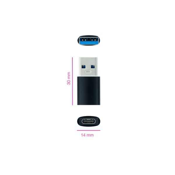 Nanocable 10.02.0012 kabelomvandlare (hane/hona) USB C USB A Svart