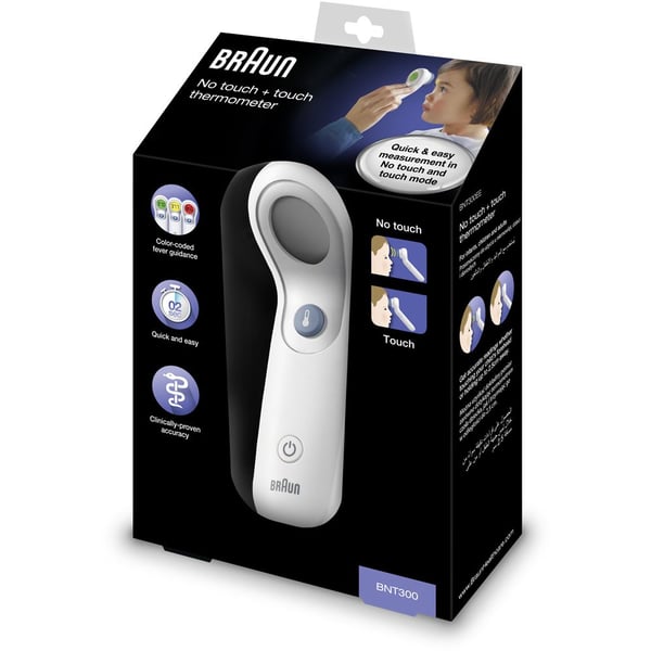 Braun BNT300WE digital kropstermometer Termometer med fjernregistrering Hvid Pande Knapper