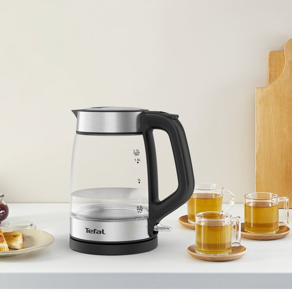 Tefal Glass Kettle KI605830 vattenkokare 1,7 l 2200 W Svart, Silver, Transparent