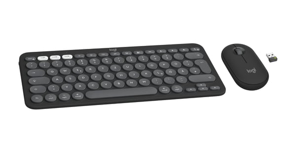 Logitech Pebble 2 Combo for Mac näppäimistö Sisältää hiiren Universaali RF Wireless + Bluetooth QWERTZ Saksa Grafiitti