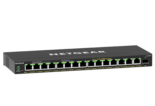NETGEAR GS316EP hanterad Gigabit Ethernet (10/100/1000) Strömförsörjning via Ethernet (PoE) stöd Svart