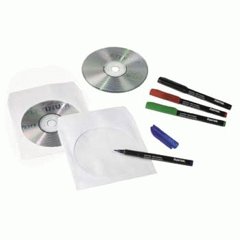 Hama CD/DVD Paper Protection Sleeves, white, pack of 25 1 diske Hvid
