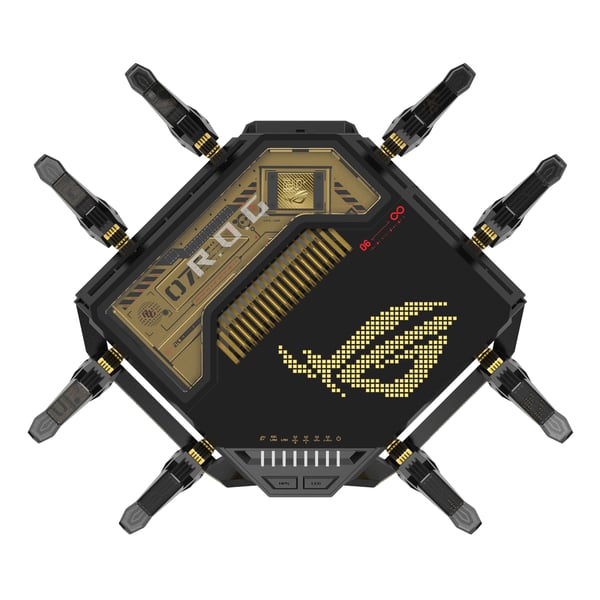 ASUS ROG Rapture GT-BE98 langaton reititin 10 Gigabit Ethernet Quad-band (2.4 GHz / 5 GHz-1 / 5 GHz-2 / 6 GHz) Musta