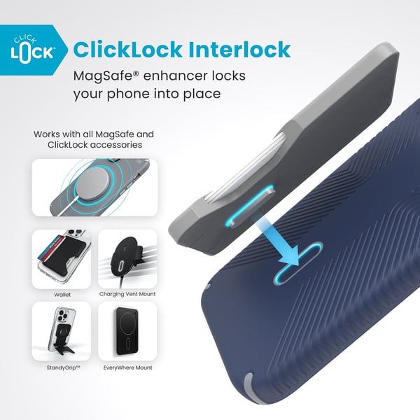 Speck Presidio2 Grip ClickLock & MagSafe til iPhone 16 Plus marineblå