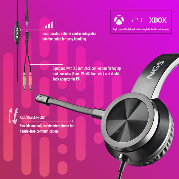 NGS MSX 11 PRO Headset Ledningsført Spil Sort