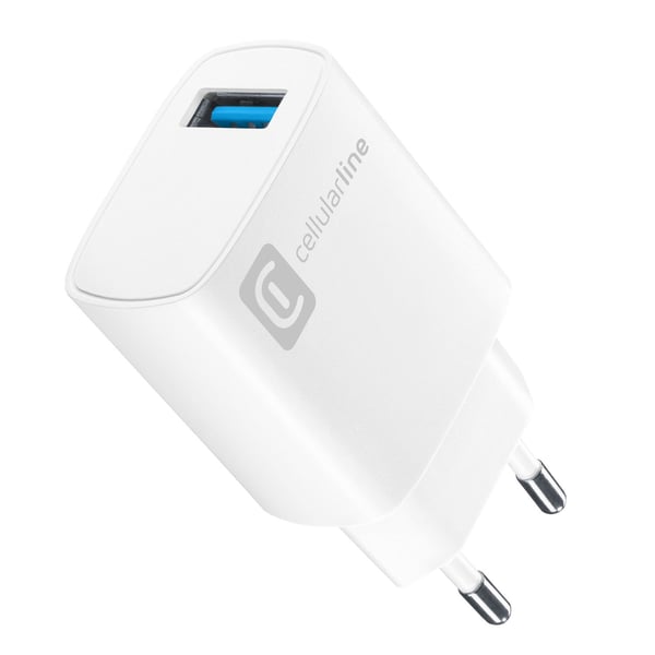 Cellularline ACHUSB18WSMLW mobiililaitteen laturi Älypuhelin, Universaali Valkoinen AC Sisätila