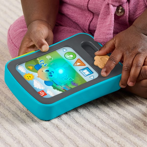 Fisher-Price Laugh & Learn Valpens sagostund, elektronisk, pedagogisk leksak för baby med musik och ljus, flerspråkig version