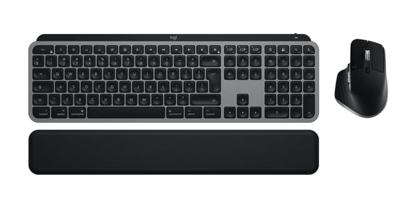 Logitech Master MX Keys S Combo for Mac näppäimistö Sisältää hiiren Koti /Toimisto RF Wireless + Bluetooth QWERTY Kansainvälinen (US) Alumiini, Musta