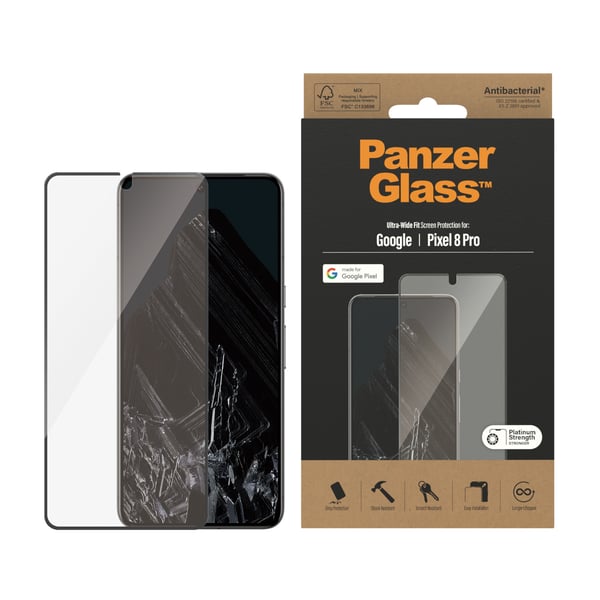 PanzerGlass ® Screen Protector Google Pixel 8 Pro | Ultra-Wide Fit Genomskinligt skärmskydd 1 styck