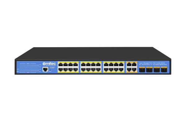 Ernitec ELECTRA-M224-1GB-370W netværksswitch Administreret L2/L2+ Gigabit Ethernet (10/100/1000) Strøm over Ethernet (PoE)
