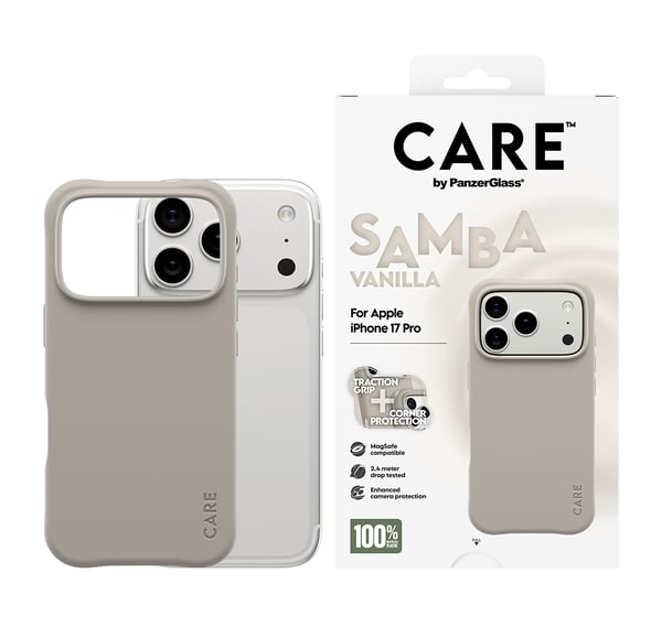 PanzerGlass CARE™ by ® Samba Case Vanilla w. MagSafe iPhone 17 Pro mobiltelefonfodral Mobilskal Beige