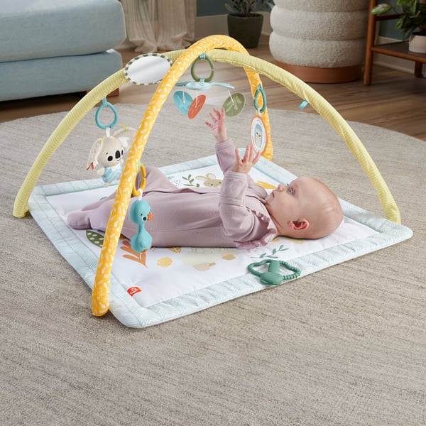 Fisher-Price Sensimals Simply Senses-babygym, aktivitetsmatta med sex sensoriska leksaker