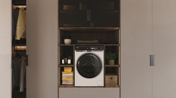 Haier HWD120-BD16397EUS kombinerad tvättmaskin och Tumlare Fristående Frontmatad Vit