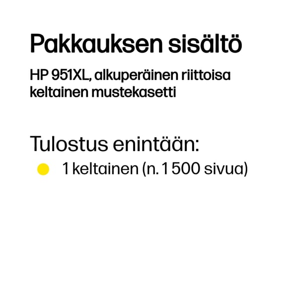HP 951XL, alkuperäinen riittoisa keltainen mustekasetti
