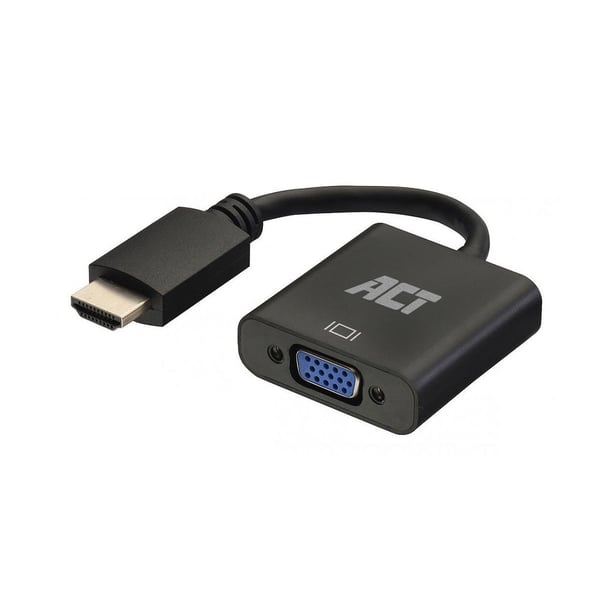 ACT AC7535 videokabel adapter 0,23 m HDMI Type A (Standard) VGA (D-Sub) Sort