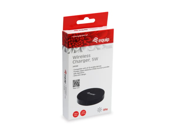 Equip 245500 mobilladdare Smartphone Svart USB Trådlös laddning Snabb laddning inomhus