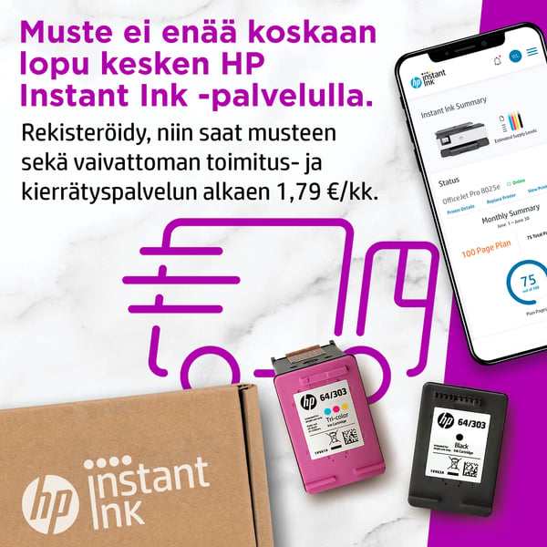 HP OfficeJet Pro 8025e Langaton All-in-One Väri Tulostin, Instant Ink; kaksipuolinen tulostus