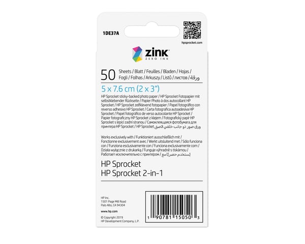 HP Sprocket-fotopapir 2 x 3" (5 x 7,6 cm) – 50 ark