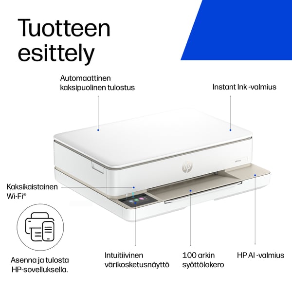 HP ENVY 6132e Langaton All-in-One Väri Tulostin, Instant Ink; Valokuvatulostus