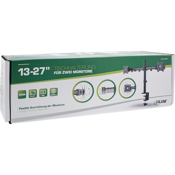 InLine 23104C skærmbeslag og -stativer 33 cm (13") Skrivebord Sort